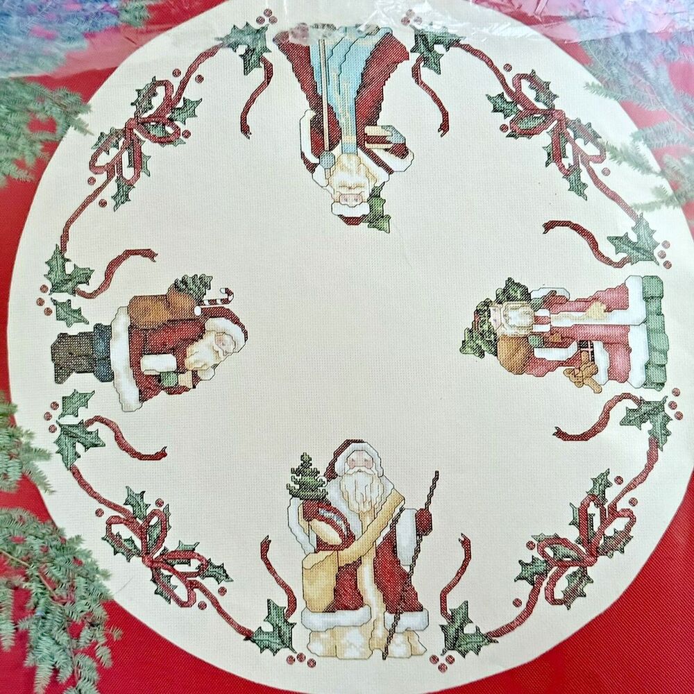 Counted Cross Stitch Santa Tree Skirt Kit Janlynn Christmas Holiday READ STARTED